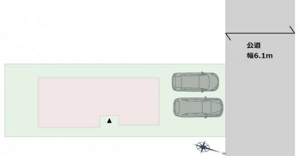 区画図 《区画図》駐車並列2台分有り！ゆとりある幅の前面道路で駐車も落ち着いてできます！