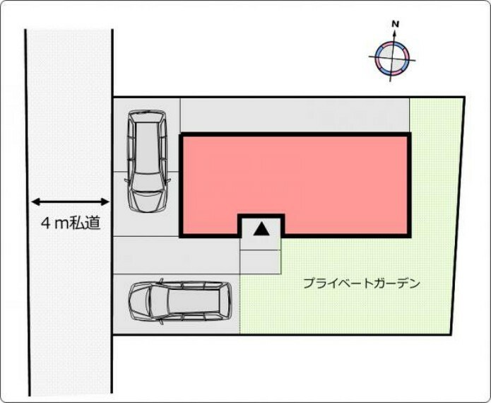 （区画図）駐車スペース2台分有り〇閑静な街並みで穏やかなに生活できます。