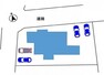 区画図 【区画図】敷地内の区画図です。北側と西側の駐車場を拡張し、4台駐車できるように変更していきます。