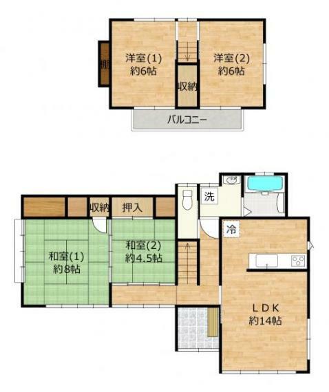 間取り図 【リフォーム済/間取図】1階と2階に2部屋ずつある4LDKの暮らしやすい間取りです。