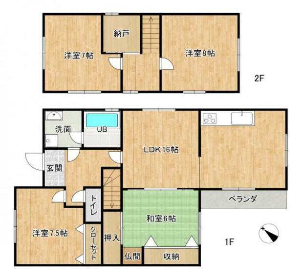 構造・工法・仕様 【間取り】2階2部屋の4LDK住宅です。