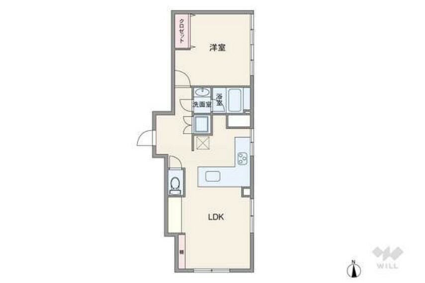 間取り図 間取りは専有面積46.71平米の1LDK。全室リフォームされているため室内美麗です。また、南東角部屋で日当たり良好です。