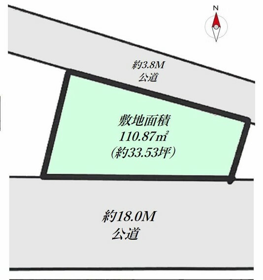 土地図面 敷地面積110.87平米、（約33.18坪）