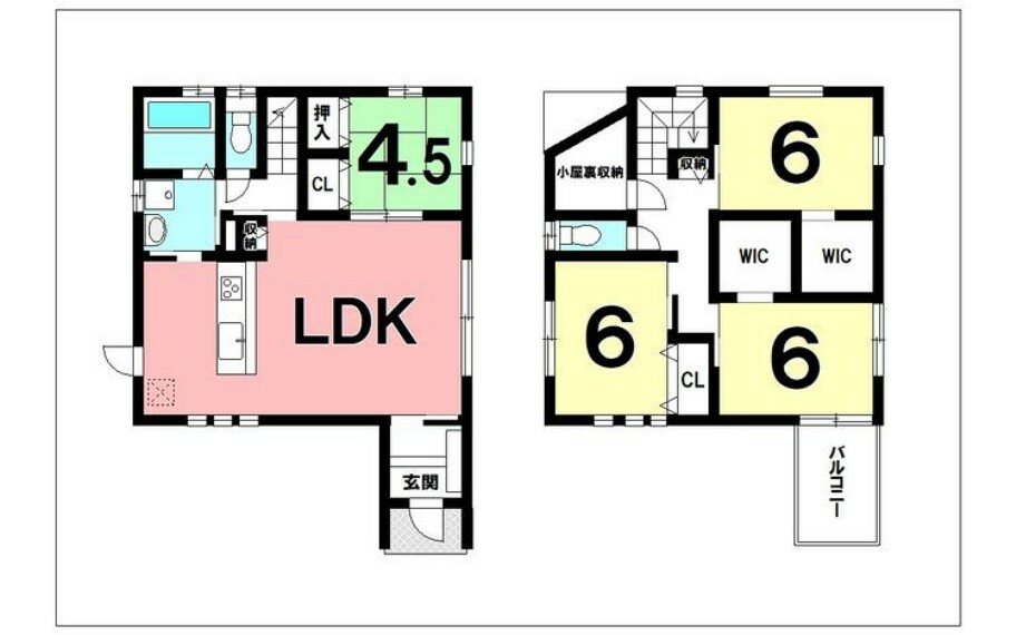 間取り図 4LDK、オール電化、ウォークイン2ヵ所、小屋裏収納【建物面積104.75m2（31.68坪）】