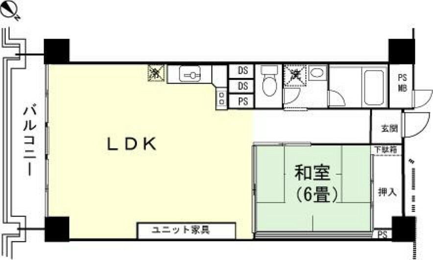 京王熱川マンションA棟(1LDK) 9階の間取り
