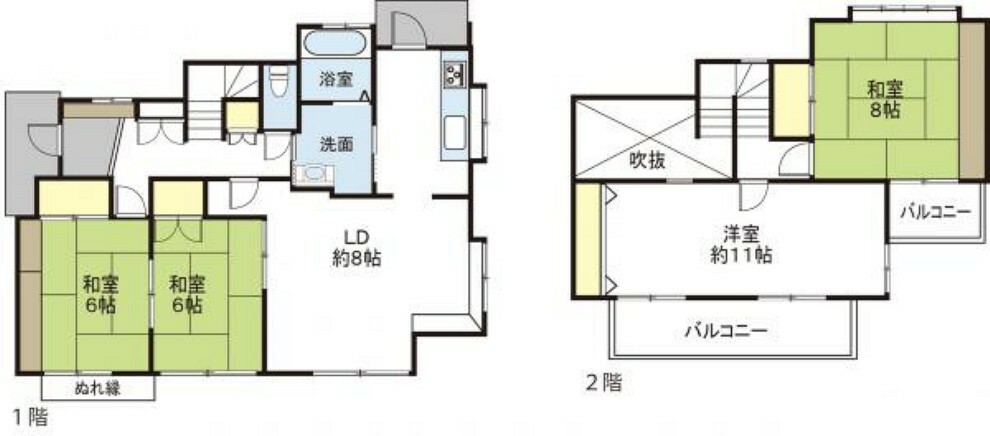 間取り図 玄関吹抜仕様で開放感をプラス！水廻りをまとめて、家事ラク動線を叶えます！