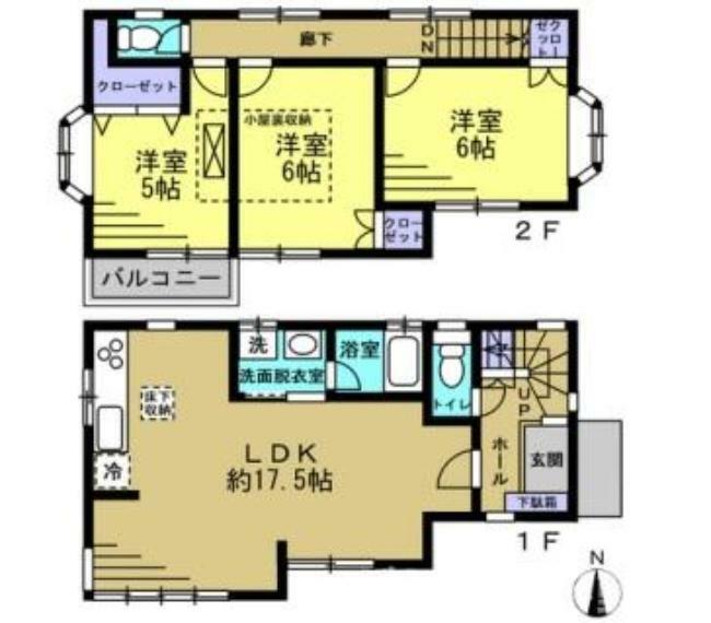 間取り図 全部屋南向きの3LDKです