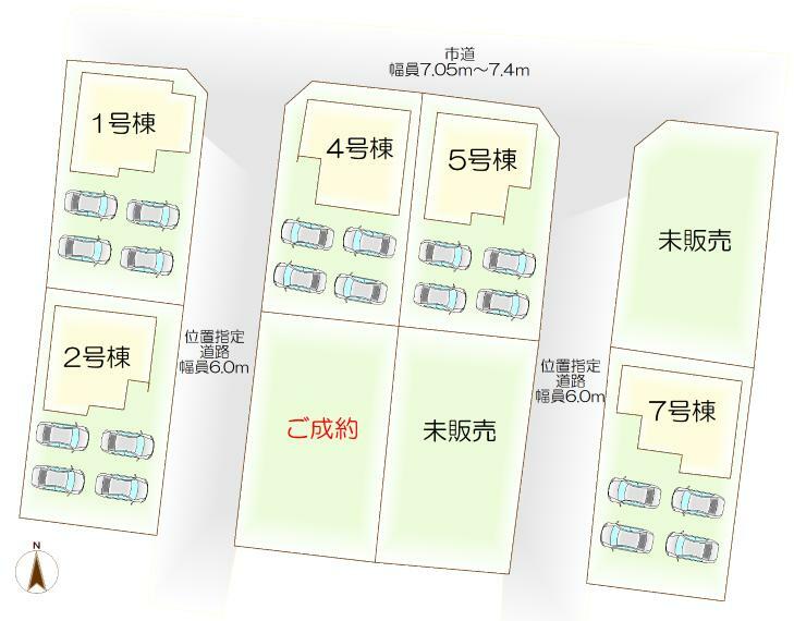 区画図 ≪1号棟≫カースペース4台可能！