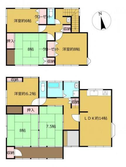 間取り図 【リフォーム後】リフォーム後間取り図になっております。7DKの間取りを6LDKに変更しました。