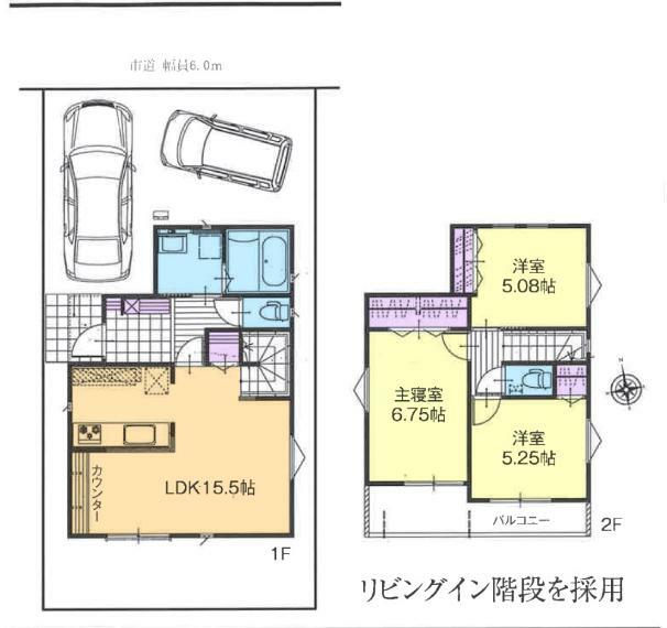 間取り図 全居室収納付きの3LDKです。荷物が多い子育て世代や趣味道具の多い方にも嬉しいですね。