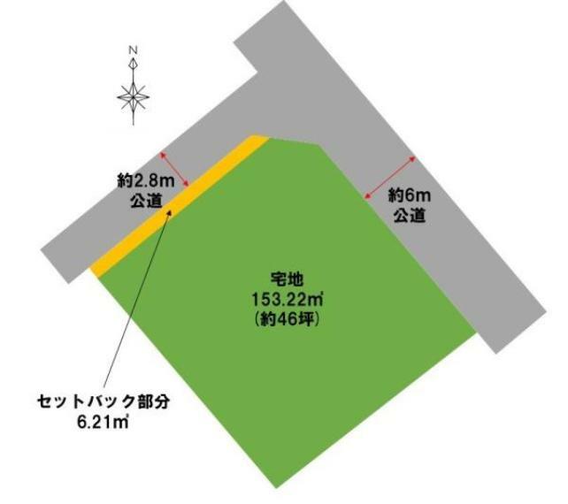 土地図面 敷地面積約46坪の整形地