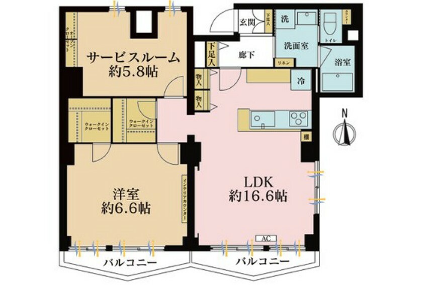 間取り図 2LDK、専有面積70.03m2、バルコニー面積5.39m2