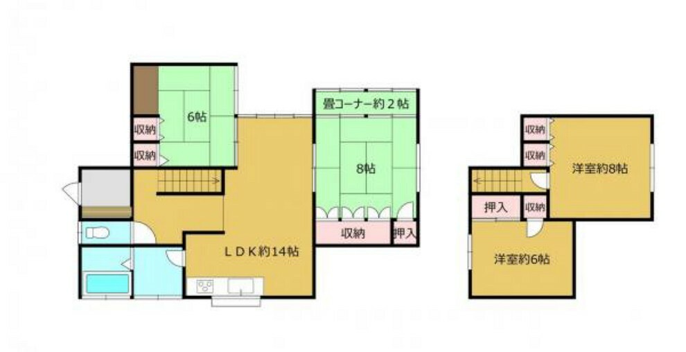 【間取り図】4LDK駐車3台のお家となります。1階にはLDK以外に2部屋居室があるので、ご高齢の方でも安心してお住まい頂けます。
