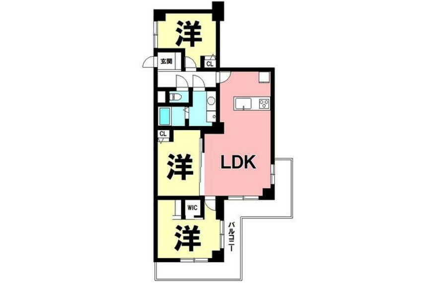 間取り図 3LDK、リフォーム渡し、南東向きバルコニー【専有面積80.01m2】