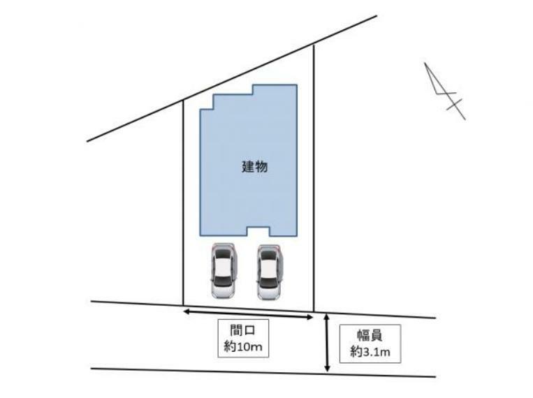 区画図 【区画図】外構工事を行い、並列2台分の駐車スペースを確保しました。