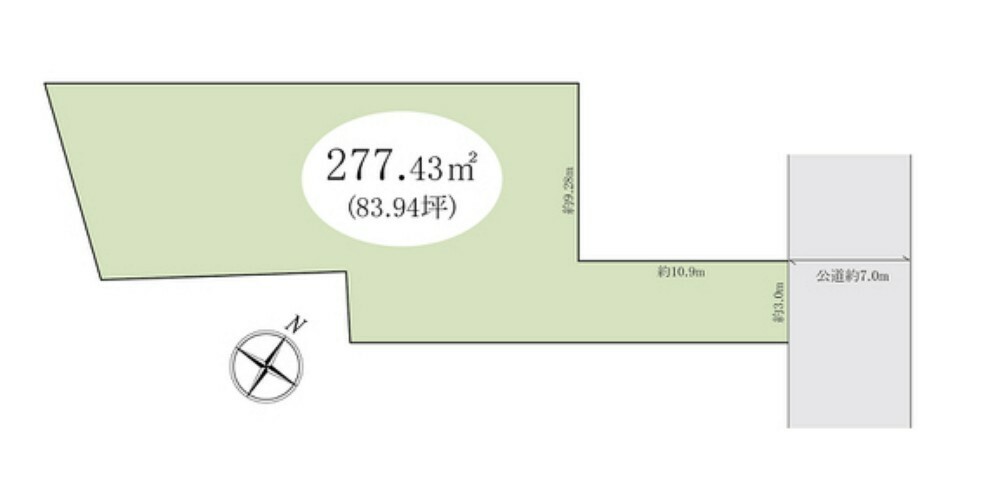 区画図 売地面積83坪超！（277.43平米）建築条件なし！