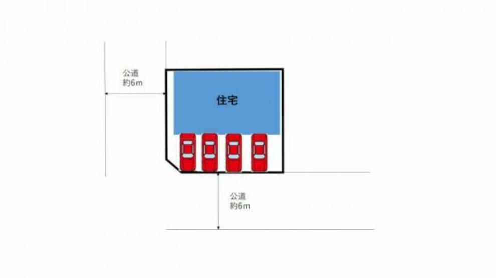 区画図 【区画図】駐車4台可能です。前面道路も広いので駐車もラクラクです。