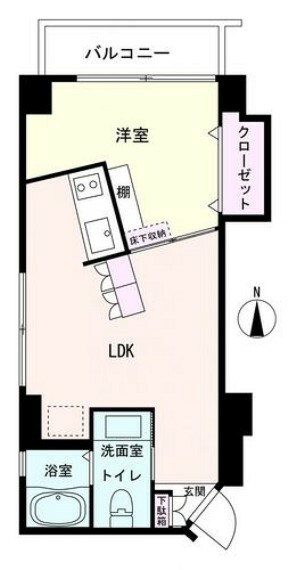 1LDK/31.59m2/北向き