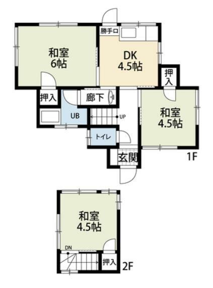 和室が3部屋の3DK。 2階建ての中古戸建です。
