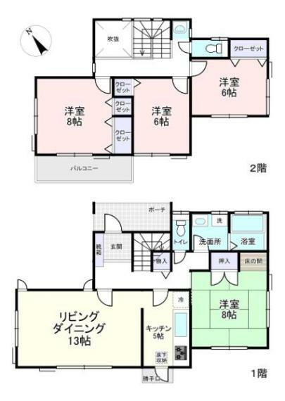 間取り図 栄町竜角寺台にある4LDKの木造戸建住宅