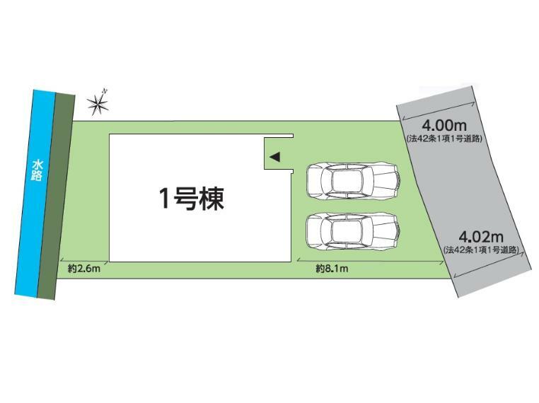 区画図 【区画図:1号棟】 駐車2～3台可能！