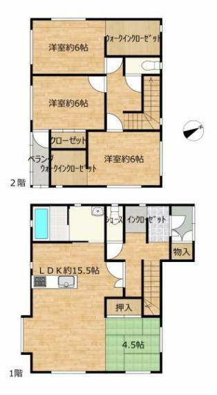 【間取り図】4LDKの住宅です。リビングと和室4.5畳の間にはブラインドがあるので開け閉め可能です。現況と間取り図に相違があった場合は現況優先となります。