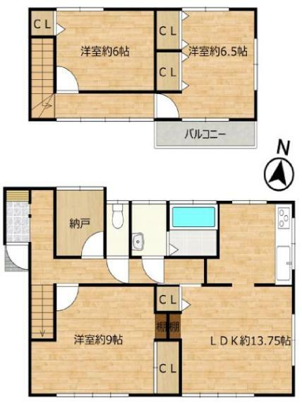 間取り図 【間取り図】3SLDKの2階建てのお家に生まれ変わりました。生活動線を考えた、住みやすい間取りへとリフォーム。ご家族で寛げる空間に仕上げました。