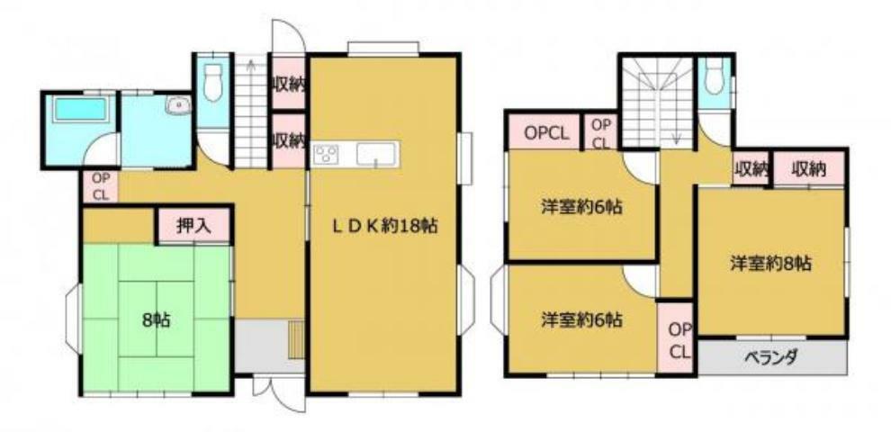 間取り図 【リフォーム済】間取りは4LDKです。収納は各居室にあります。部屋数十分、趣味に仕事に幅広くお使いいただけます。