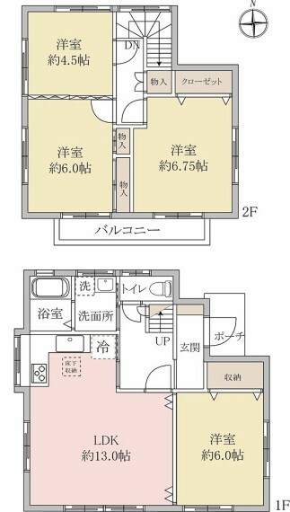 【間取】1階リビングと隣室を一つの空間として使用できます！また2階西側2室も10.5帖として広く使用できます！