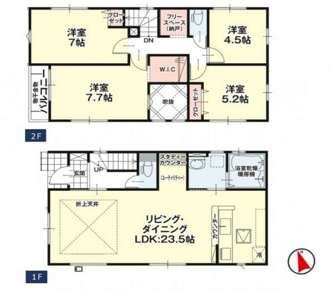 間取り図 ＜間取図＞2号棟:4SLDK＋WIC