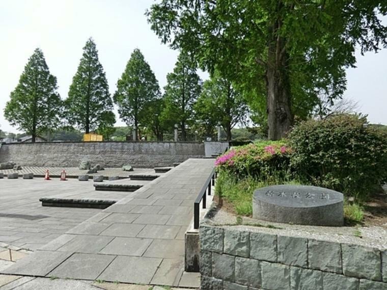 公園 新本牧公園 横浜生まれの横浜緋桜が植えられている。春は桜、秋は紅葉を楽しむ地元住民が訪れ、夜は噴水場付近がライトアップされて美しい。