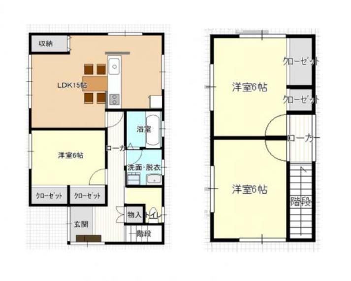 間取り図 【リフォーム済】全室南向きのお部屋はとても明るいです。間取りの変更も行い、水廻りの交換を行いました。