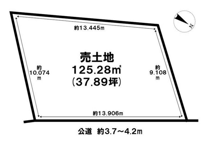 土地図面 スーパーまで車で7分で買い物も楽々