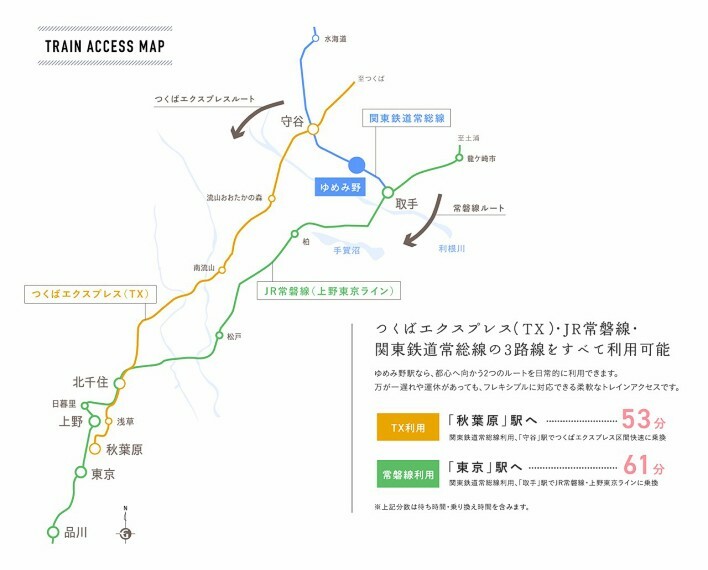 土地図面 【都心へのアクセス良好】つくばエクスプレス・JR常磐線・関東鉄道常総線の3路線をすべて利用可能。
