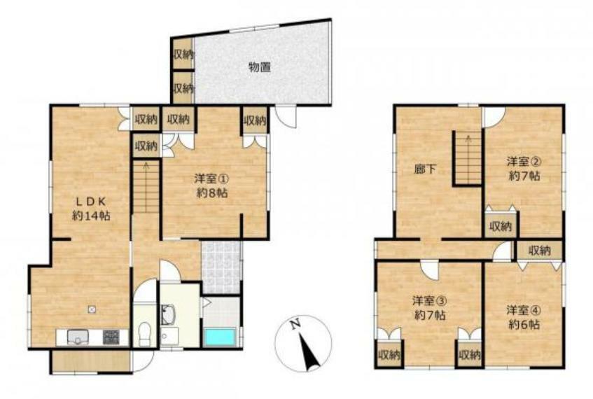 間取り図 【リフォーム後間取り図（予定）】4LDK（予定）のおうちです。各居室に収納がついており、お荷物を収納できます。