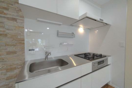 キッチン スタイリッシュなデザイン性のある洗面室です