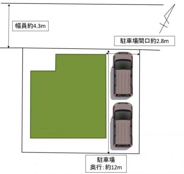 区画図 【区画図】敷地区画図です。前面道路4.3mです。駐車は普通車縦列2台が駐車可能です。