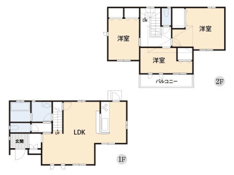 間取り図 家族が自然と集うリビングイン階段を配しています。