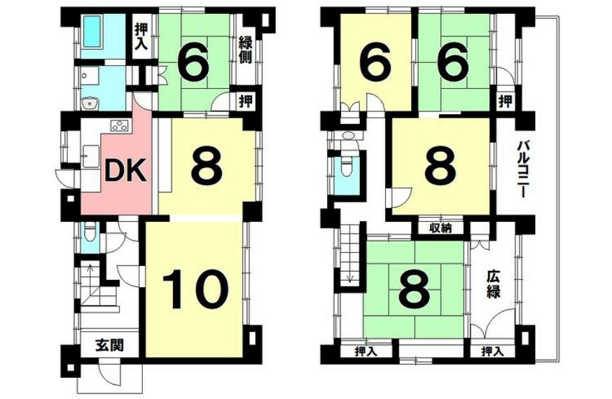 間取り図 7DK、南向きバルコニー【建物面積149.81m2（45.31坪）】