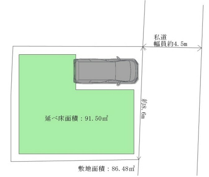 区画図 幹線道路から入った通りのため、交通量も少なく、静かで安心の住環境です。