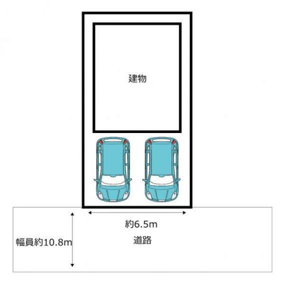 区画図 【区画図】現在駐車1台ですが、2台駐車可能にリフォームしました。