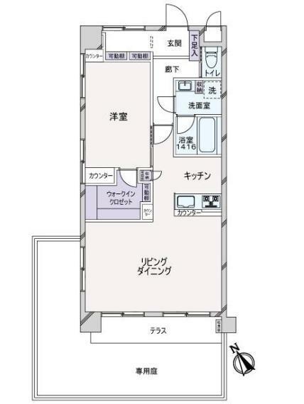 モナークマンション二子玉川園(1LDK) 1階の間取り