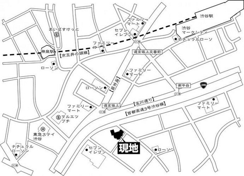 JR山手線『渋谷』駅徒歩9分京王井の頭線『神泉』駅徒歩5分