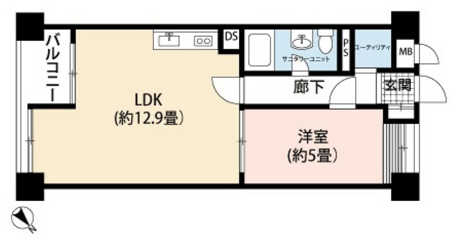 京王鴨川マンション(1LDK) 7階の間取り