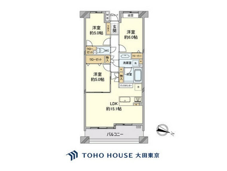 間取り図 3LDK、専有面積71.23m2、バルコニー面積10.03m2