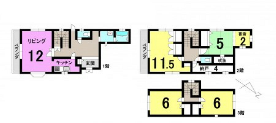 ■4SLDK ■建物面積延:130.41平米、1階:53.20平米、2階:49.89平米、3階:27.32平米