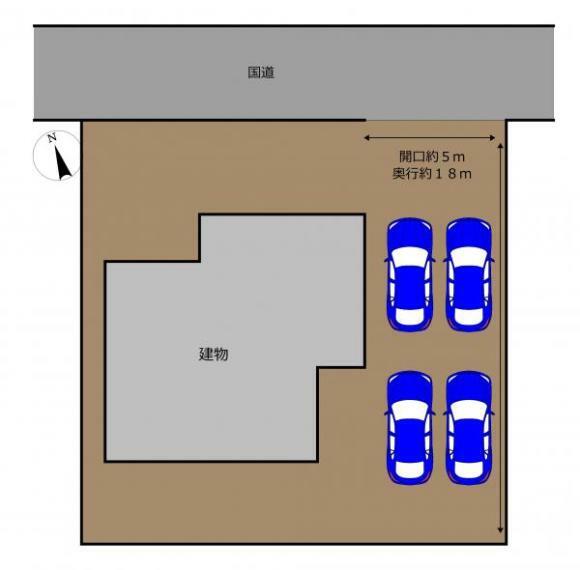 区画図 お庭を造作して普通車4台分の駐車スペースを確保しました。