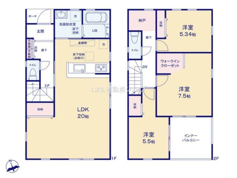 間取り図 【間取り図】間取り図です。 20帖のゆとりのリビング。