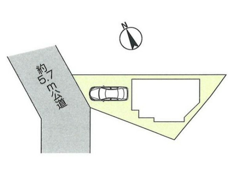 区画図 前面道路5.7mです。駐車作業のしやすい道幅は安心感があります。 東武東上線「鶴ヶ島」駅徒歩7分。通勤や通学で電車をご利用の方も便利です。 担当スタッフがご案内！お気軽にお声掛けください。