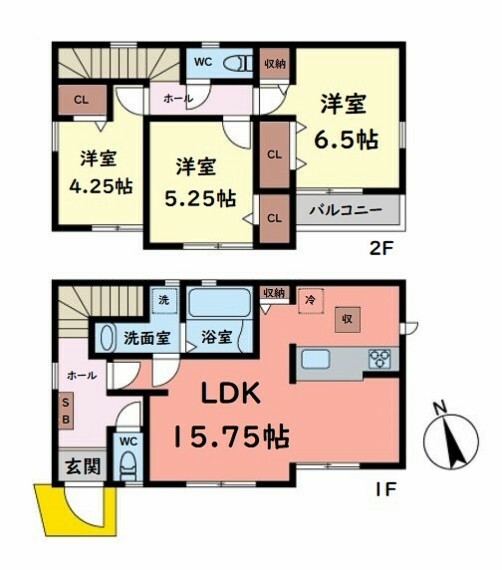 間取り図 ■建物面積:80.52平米の2階建て3LDK